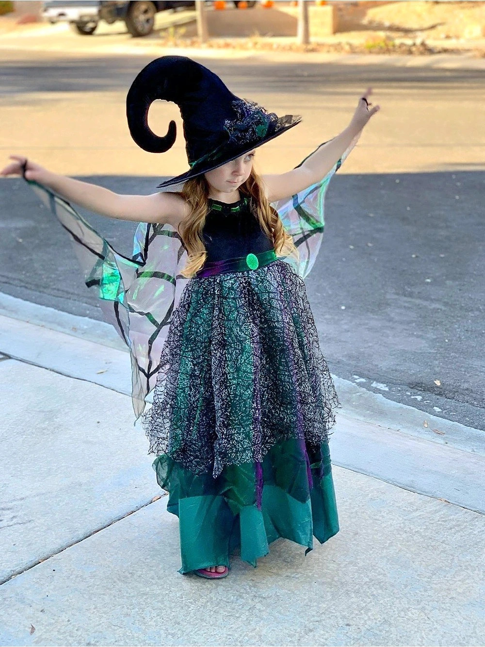 Spirit Girls Halloween Witch Costume Green Black Size Small